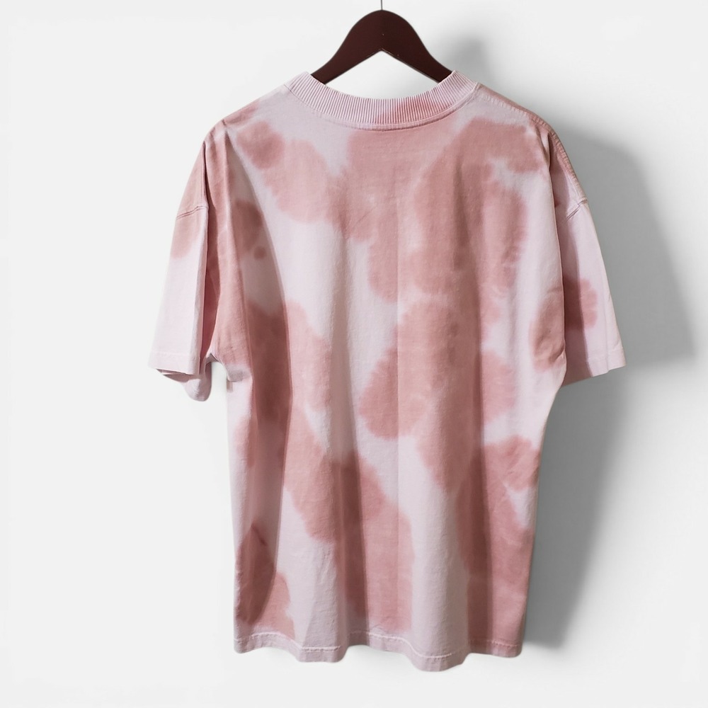 AllSaints Mens Kura Tie Dye Oversized T-Shirt Ceramic Pink Organic Cotton Medium - Picture 3 of 8